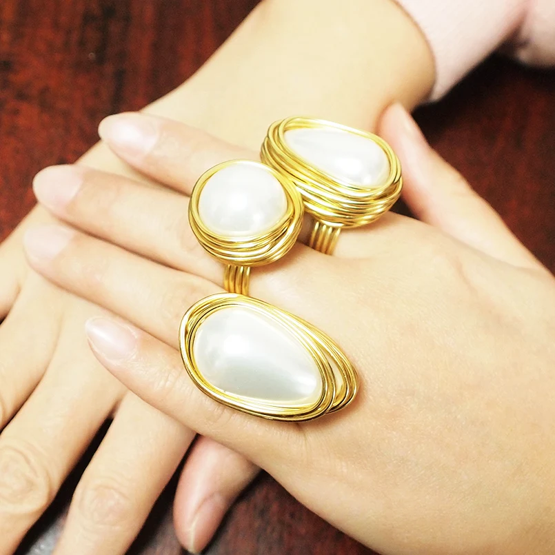 Handmade Statement Rings For Women Wire Spiral Round Imitation Pearl Big Rings Finger Rings Wedding Jewelry UKMOC
Handmade Statement Rings For Women Wire Spiral Round Imitation Pearl Big Rings Finger Rings Wedding Jewelry UKMOC