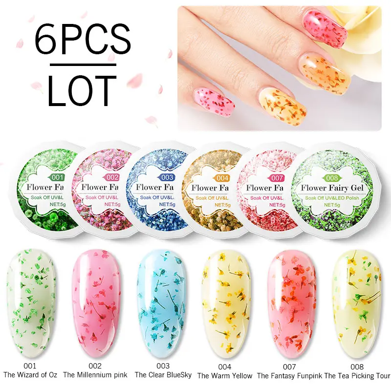 Modelones 6Pcs/Lot Dried Flowers Led Gel Nail Polish Soak Off Glitter Led Hybrid Gel Nail Varnish Semi Permanent Polish Set
Modelones 6Pcs/Lot Dried Flowers Led Gel Nail Polish Soak Off Glitter Led Hybrid Gel Nail Varnish Semi Permanent Polish Set