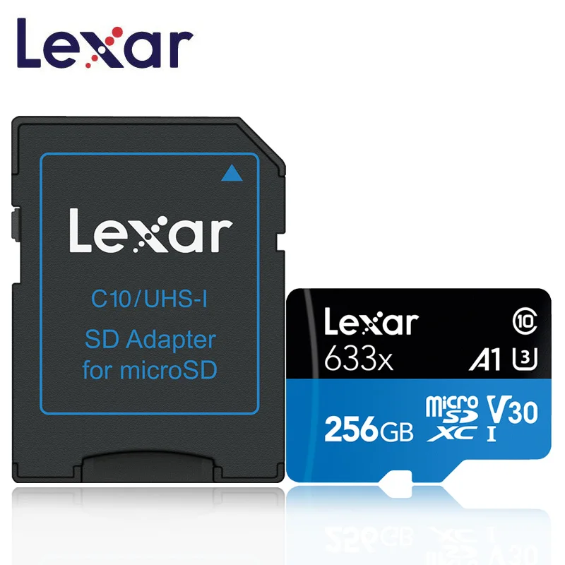 

Lexar 95MB/s micro sd card 633x 256GB car microsd cards SDHC Class 10 Memory TF Flash Card adapter for Gopro/DJI/Nintendo switch