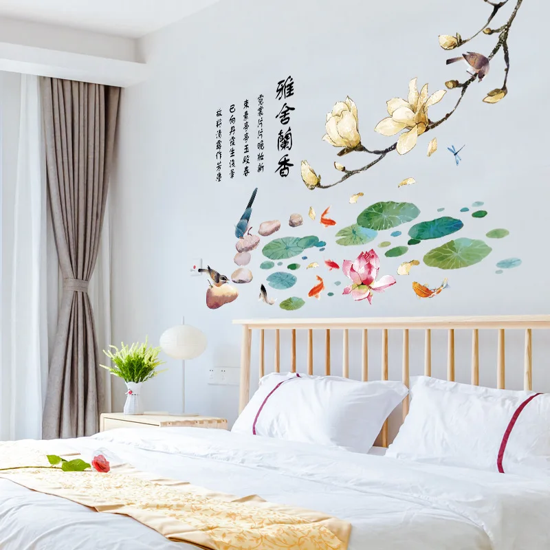 Chinese watercolor painting Lotus flower wall sticker Vinyl DIY water lily art wall decal For Living room bedroom decor sticker
Chinese watercolor painting Lotus flower wall sticker Vinyl DIY water lily art wall decal For Living room bedroom decor sticker