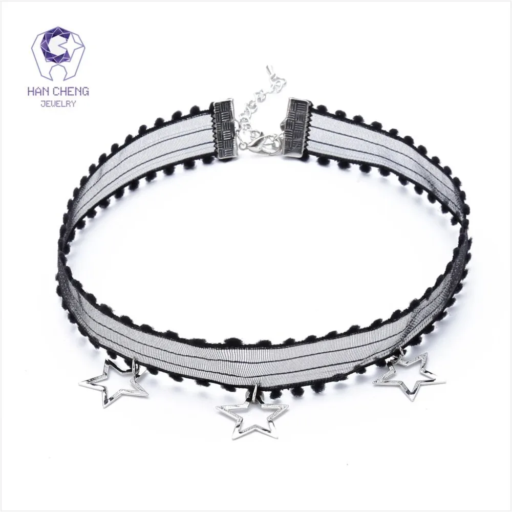 HanCheng New Hot Fashion Lace Ribbon Silver Plated Stars Pendant Choker Necklace Women Necklaces Statement collar jewelry bijoux
HanCheng New Hot Fashion Lace Ribbon Silver Plated Stars Pendant Choker Necklace Women Necklaces Statement collar jewelry bijoux