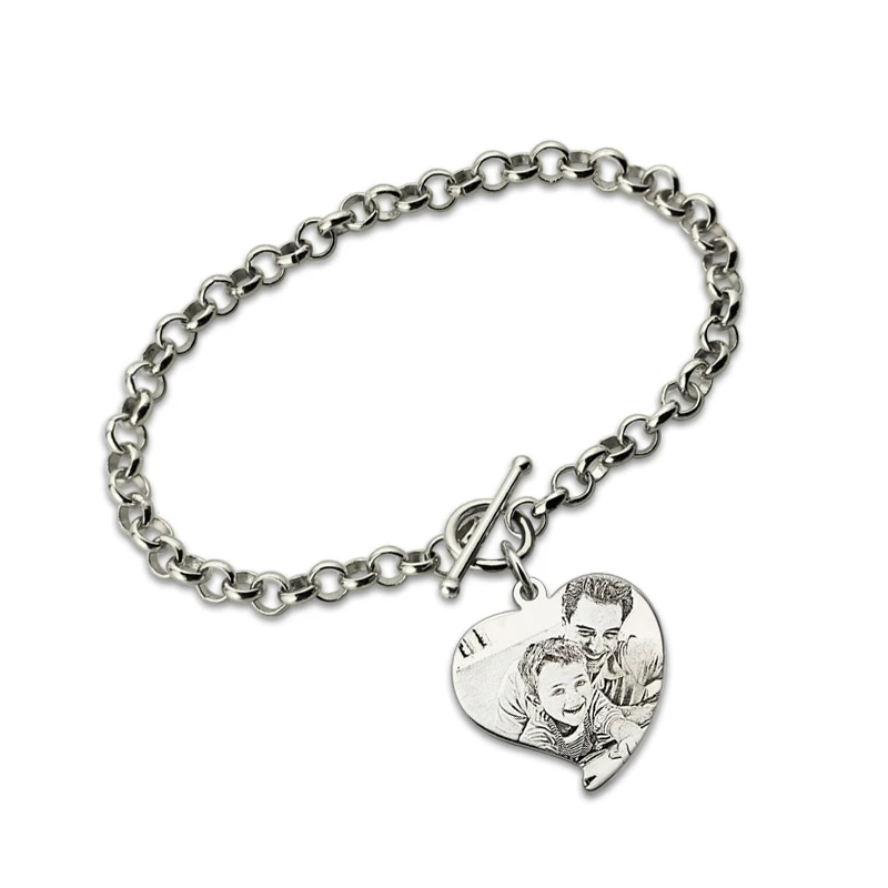 Personalized Photo Engraved Bracelet Heart Charm Pendant Bracelet Sterling Silver Jewelry Gift for Lovers
Personalized Photo Engraved Bracelet Heart Charm Pendant Bracelet Sterling Silver Jewelry Gift for Lovers