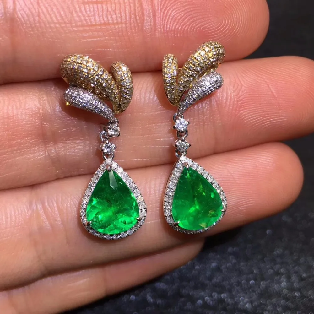 Fine Jewelry AGL Collection Real 18K Gold AU750 Green Emerald Gemstones Tanzania Origin Water Drop Earrings for Women earrings
Fine Jewelry AGL Collection Real 18K Gold AU750 Green Emerald Gemstones Tanzania Origin Water Drop Earrings for Women earrings