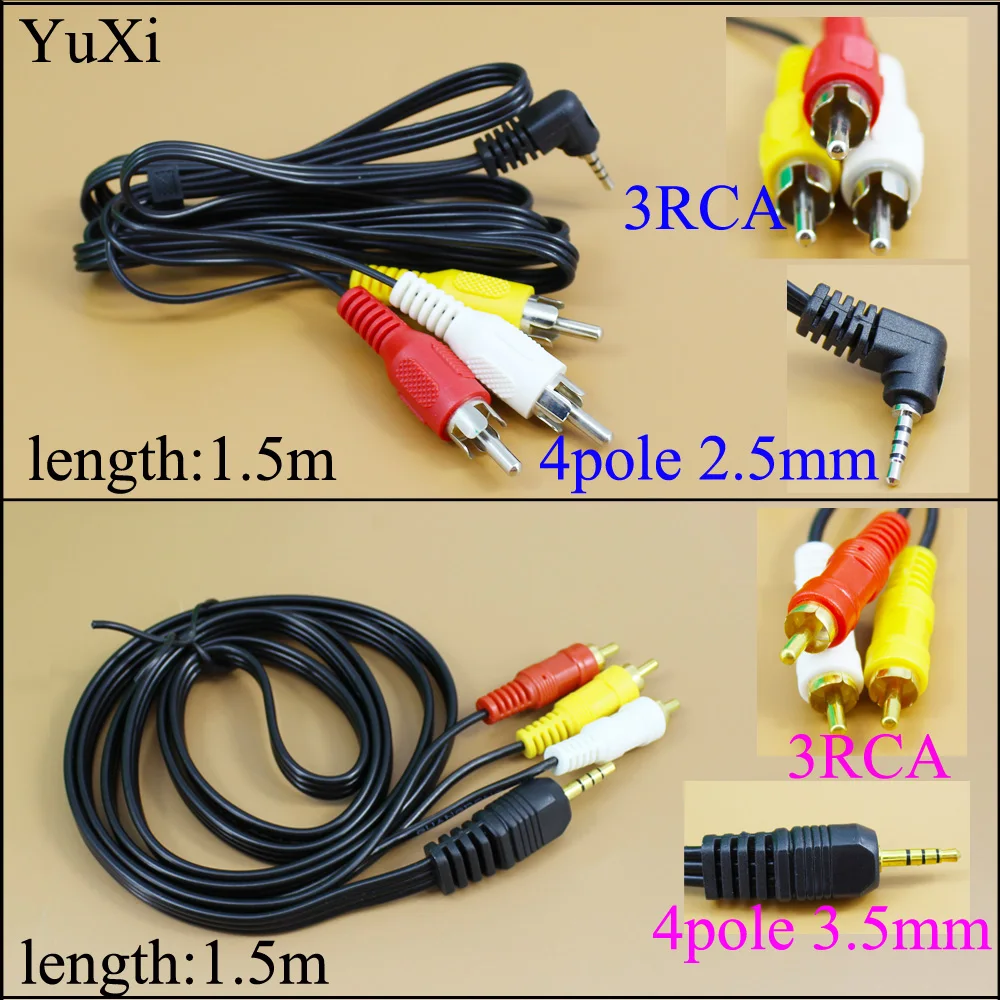 YuXi Brand New 3.5mm /2.5 Jack To 3 RCA Male Plug Adapter Audio Converter 1.5M Video AV Cable Wire Cord 4 pole High Quality
YuXi Brand New 3.5mm /2.5 Jack To 3 RCA Male Plug Adapter Audio Converter 1.5M Video AV Cable Wire Cord 4 pole High Quality
