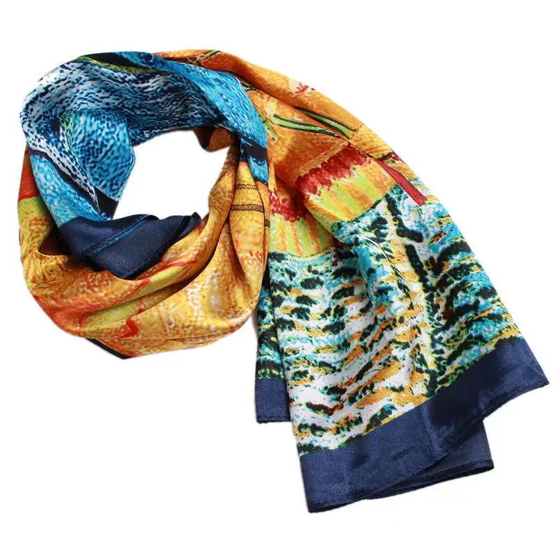 Женский сатиновый квадратный шарф 90*90 см высокое качество цветные имитация шелка