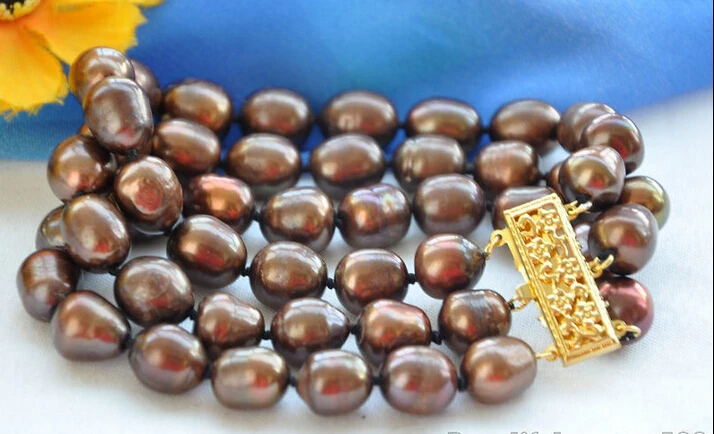FREE shipping>>>>3row 8" 12mm coffee rice FRESHWATER CULTURED pearl bracelet
FREE shipping>>>>3row 8" 12mm coffee rice FRESHWATER CULTURED pearl bracelet