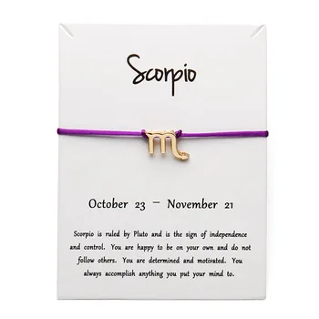 White Card 12 Constellation Zodiac Scorpio Fashion Jewelry Lucky Rope Bracelet Bangles For Women Birthday Jewelry
White Card 12 Constellation Zodiac Scorpio Fashion Jewelry Lucky Rope Bracelet Bangles For Women Birthday Jewelry