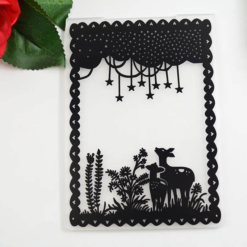 Deer under the sky plastic embossing folder background for DIY Scrapbooking Decorative Embossing card making
Deer under the sky plastic embossing folder background for DIY Scrapbooking Decorative Embossing card making