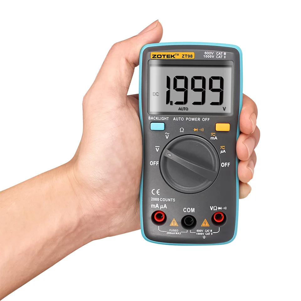 New Professional Digital Multimeter 2000 Counts Backlight AC/DC Ammeter Voltmeter Ohm Portable Meter ZT98
New Professional Digital Multimeter 2000 Counts Backlight AC/DC Ammeter Voltmeter Ohm Portable Meter ZT98