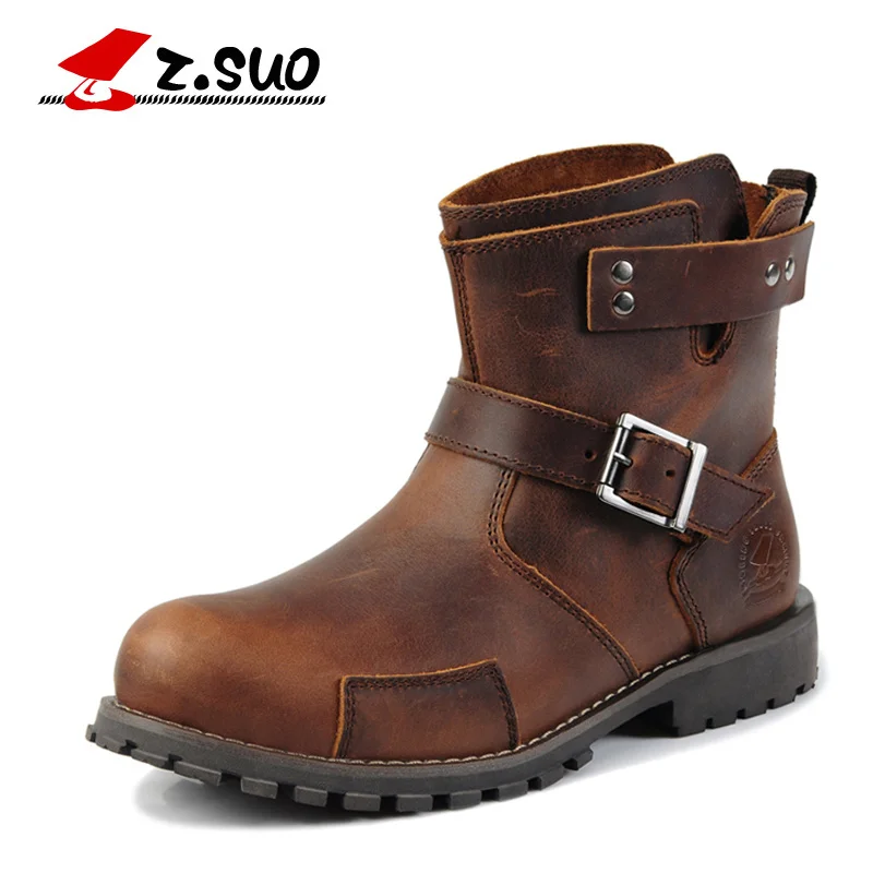 Z.SUO X122 Autumn Crazy Horse Leather Men's Work Boots Fashion Buckle Rivets High Top Genuine Leather Western Cowboys Boots
Z.SUO X122 Autumn Crazy Horse Leather Men's Work Boots Fashion Buckle Rivets High Top Genuine Leather Western Cowboys Boots