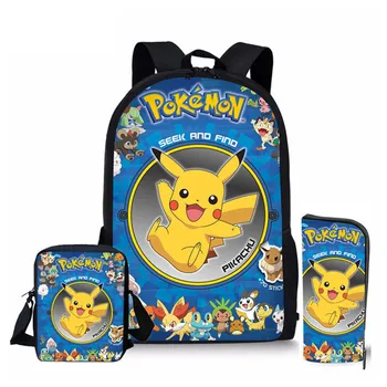 Cartoon Anime Pokemon School Bags 3PCS Pocket Monster Kids Backpack for Girls Boys Orthopedic Children Travel Pikachu Bookbags 
Cartoon Anime Pokemon School Bags 3PCS Pocket Monster Kids Backpack for Girls Boys Orthopedic Children Travel Pikachu Bookbags