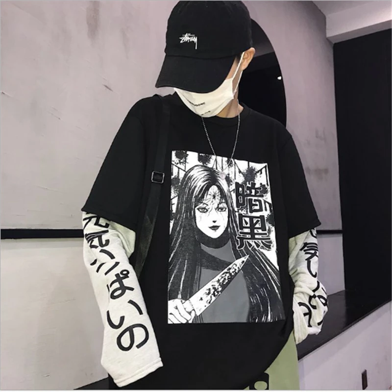 Harajuku Japanese Anime Print Women Sweatshirt Fake 2 Pieces O-Neck Long Sleeve Casual Loose Female Sweatshirt Streetwear2019New
Harajuku Japanese Anime Print Women Sweatshirt Fake 2 Pieces O-Neck Long Sleeve Casual Loose Female Sweatshirt Streetwear2019New