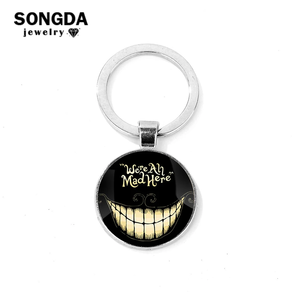 SONGDA Cute We're All Mad Here Quote Smile Face Keychain Alice In Wonderland Cheshire Cat Funny Printed Pendant Key Ring Jewelry
SONGDA Cute We're All Mad Here Quote Smile Face Keychain Alice In Wonderland Cheshire Cat Funny Printed Pendant Key Ring Jewelry