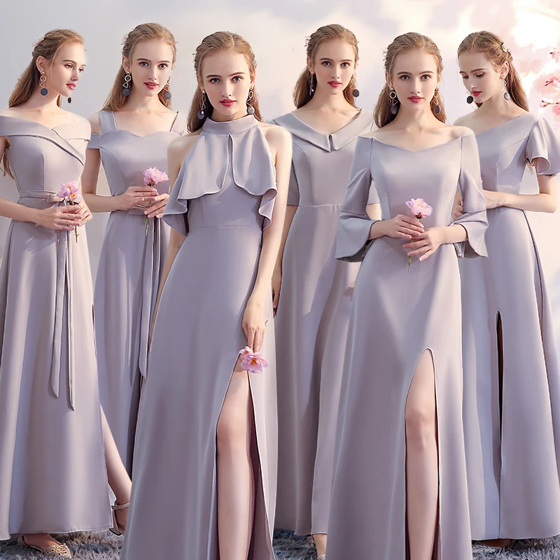 New Grey Bridesmaid Dress Long mismatched Styles Halter Sexy High Slit Elegant Simple Cheap Formal Prom Party Homcoming Gown
New Grey Bridesmaid Dress Long mismatched Styles Halter Sexy High Slit Elegant Simple Cheap Formal Prom Party Homcoming Gown
