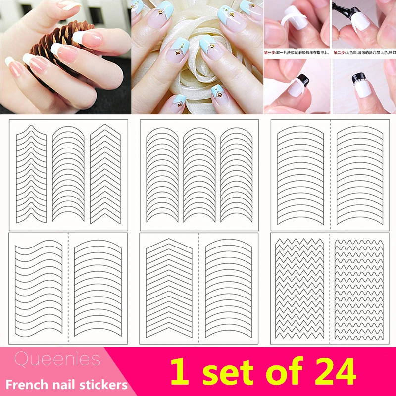 24pcs/set Nails Sticker Stencil Tips Guide French Swirls Manicure Nail Art Decals DIY Sencil 3D Styling Beauty Tools
24pcs/set Nails Sticker Stencil Tips Guide French Swirls Manicure Nail Art Decals DIY Sencil 3D Styling Beauty Tools