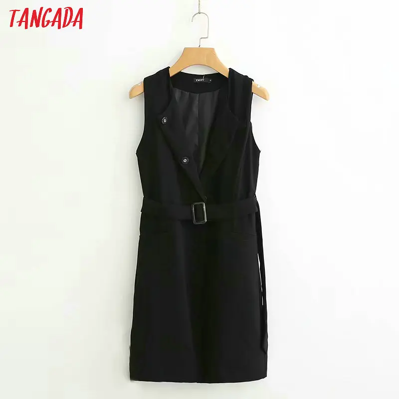 Tangada women black long vest coat brief style waistcoat sleeveless sashes outwear casual office lady top roupa female XD446
Tangada women black long vest coat brief style waistcoat sleeveless sashes outwear casual office lady top roupa female XD446