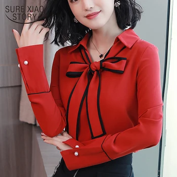 Spring 2019 New chiffon blouse women tops Casual Regular Full Solid Bow blue red blusas femininas elegante korean 1868 50
Spring 2019 New chiffon blouse women tops Casual Regular Full Solid Bow blue red blusas femininas elegante korean 1868 50