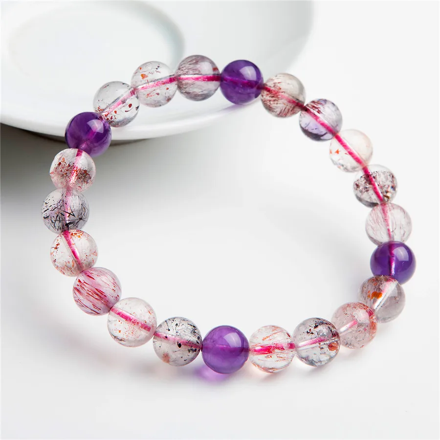 8.5mm Genuine Natural Purple Rutilated Quartz Super Seven Melody Stone Crystal Round Bead Bracelet
8.5mm Genuine Natural Purple Rutilated Quartz Super Seven Melody Stone Crystal Round Bead Bracelet