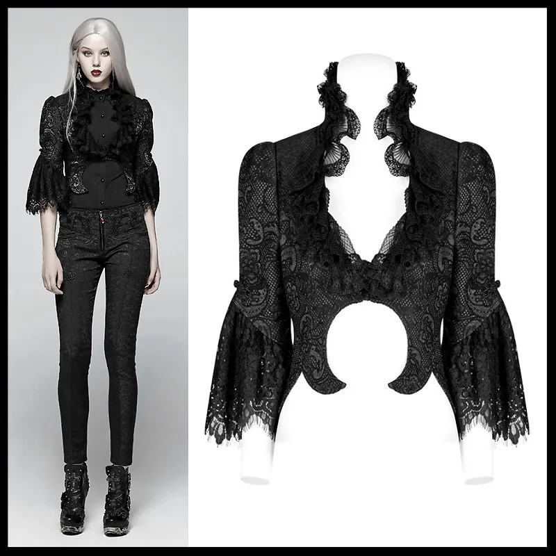 Women Gothic Black Short Sleeve Jacquard Dress Coat Victorian Retro Lace Jacket Fashion Evening Party Short Jacket
Women Gothic Black Short Sleeve Jacquard Dress Coat Victorian Retro Lace Jacket Fashion Evening Party Short Jacket