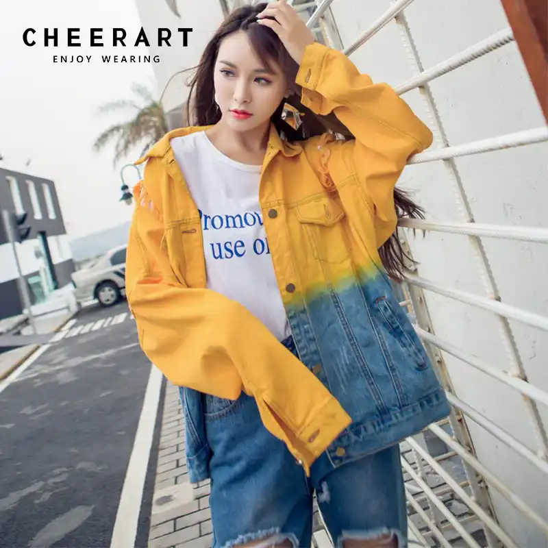 yellow jean jacket womens
