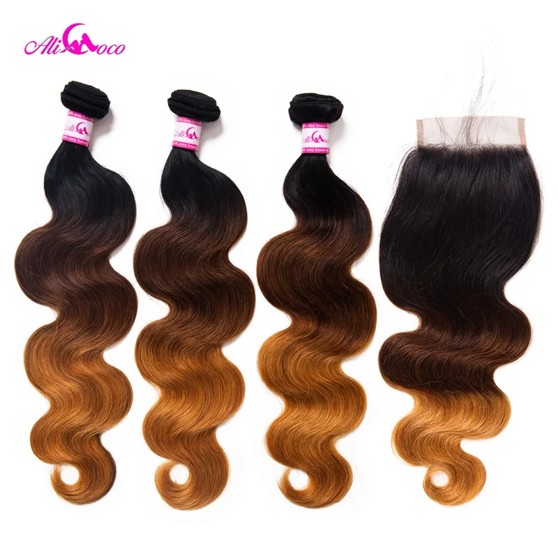 Ali Coco Brazilian Body Wave With Closure 1B/4/27 Color Human Hair With Closure 12-26 Inch Remy Hair Bundles With Closure
Ali Coco Brazilian Body Wave With Closure 1B/4/27 Color Human Hair With Closure 12-26 Inch Remy Hair Bundles With Closure