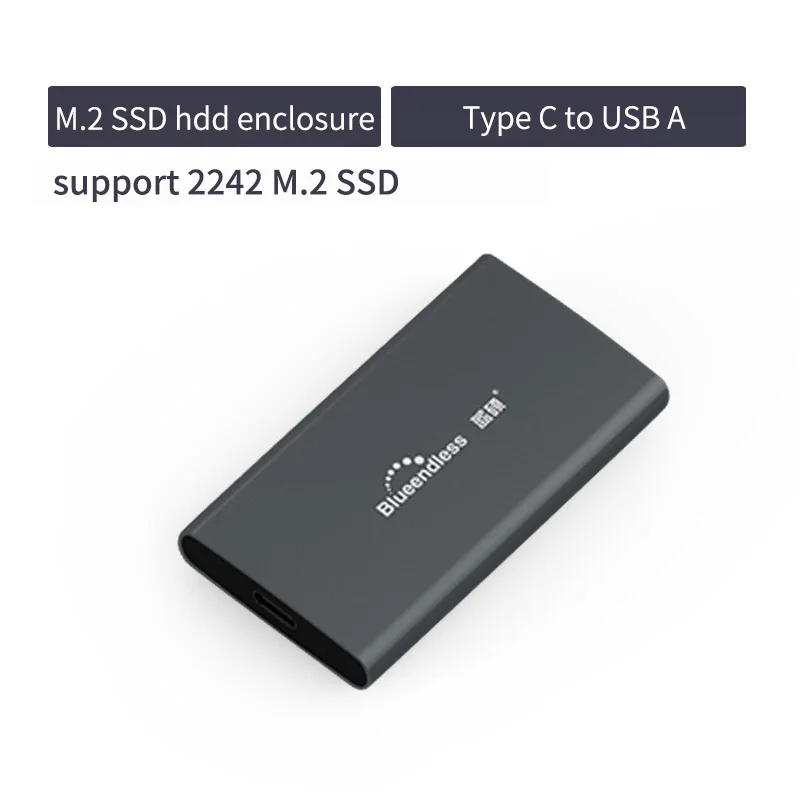 New product Aluminum m.2 ssd case portable hard disk msata to usb type c msata case 224222602280 hard drive msata enclosure (1)