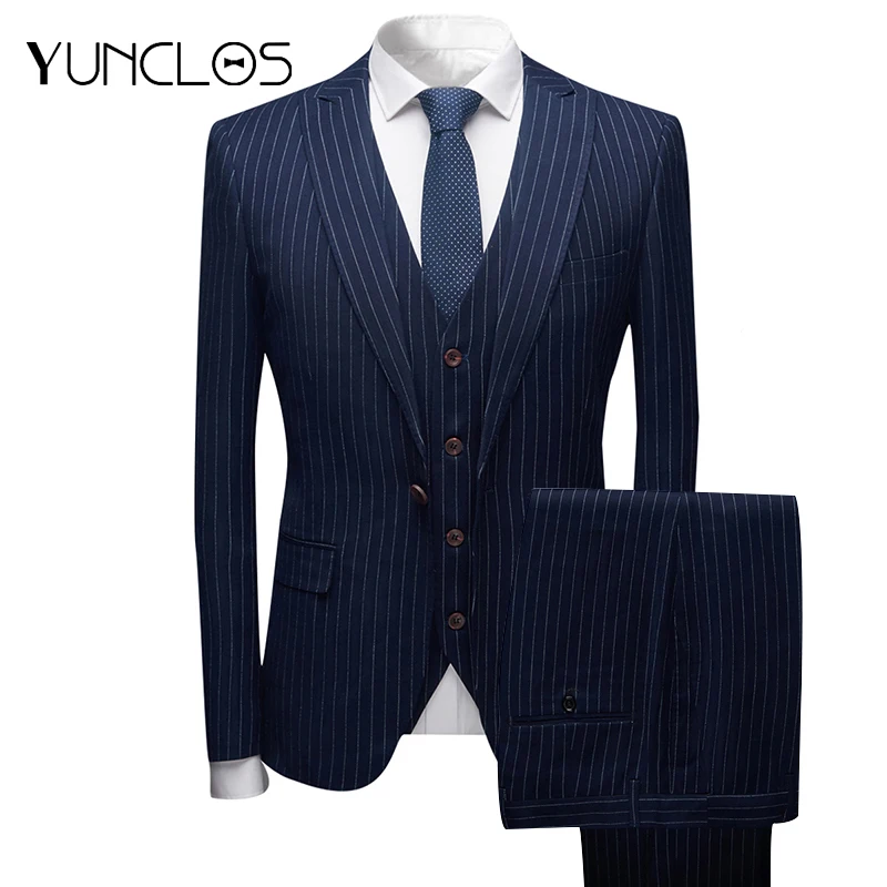 YUNCLOS 2018Striped Business Suits Men's Slim Fit Suits Single Button Formal Wedding Suits 3 Pieces Prom Suits with Pant For Men
YUNCLOS 2018Striped Business Suits Men's Slim Fit Suits Single Button Formal Wedding Suits 3 Pieces Prom Suits with Pant For Men
