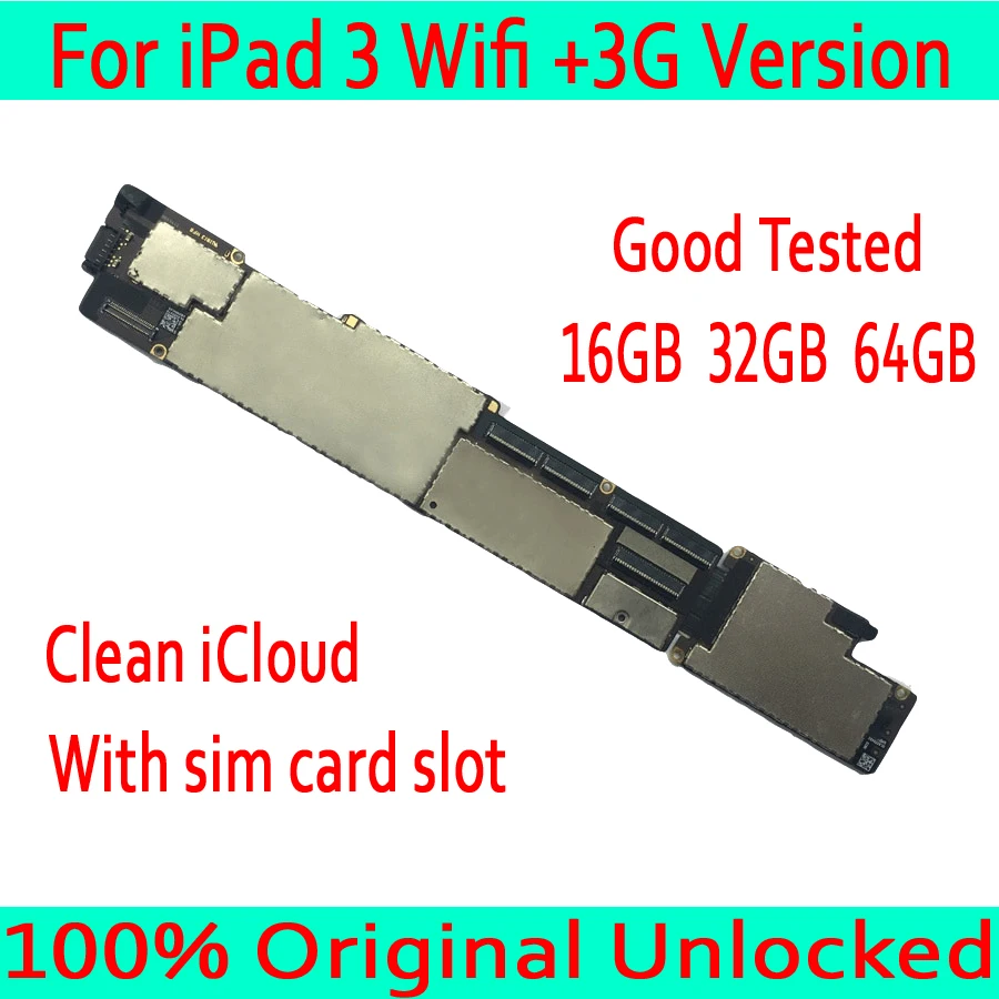 wifi+3G version For iPad 3 Motherboard 16GB 32GB 64GB ,Clean iCloud Original Unlocked for Ipad 3 Mainboard With sim card slot
wifi+3G version For iPad 3 Motherboard 16GB 32GB 64GB ,Clean iCloud Original Unlocked for Ipad 3 Mainboard With sim card slot