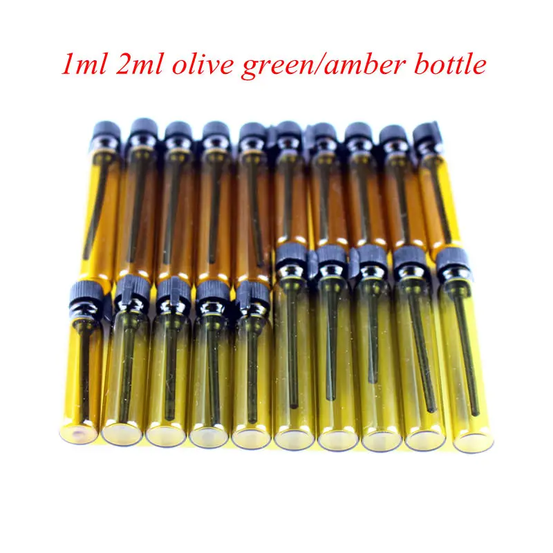 100pcs/lot 1ML 2ML Olive Green / Amber Travel Glass Perfume Bottle For Essential Oils Empty Cosmetic Trial Thin Glass Bottle
100pcs/lot 1ML 2ML Olive Green / Amber Travel Glass Perfume Bottle For Essential Oils Empty Cosmetic Trial Thin Glass Bottle