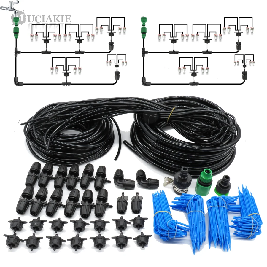 MUCIAKIE 15M 3/8'' Main Line 10m 1/4'' Hose Automatic Micro Drip Garden Irrigation System Kits w/ Timer 4 Way Emitter Tee Elbow
MUCIAKIE 15M 3/8'' Main Line 10m 1/4'' Hose Automatic Micro Drip Garden Irrigation System Kits w/ Timer 4 Way Emitter Tee Elbow