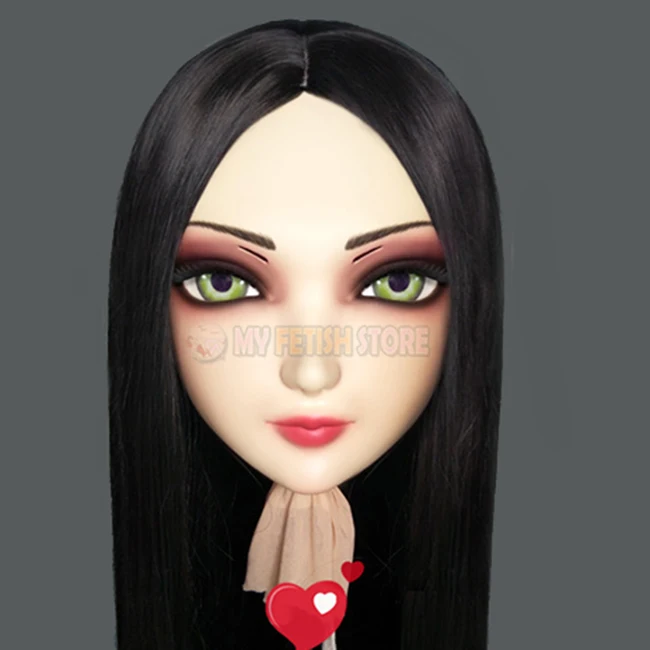 (Zi-01)Female Sweet Girl Resin Half Head Kigurumi Mask With BJD Eyes Cosplay Japanese Anime Role Lolita Crossdress Doll | Тематическая