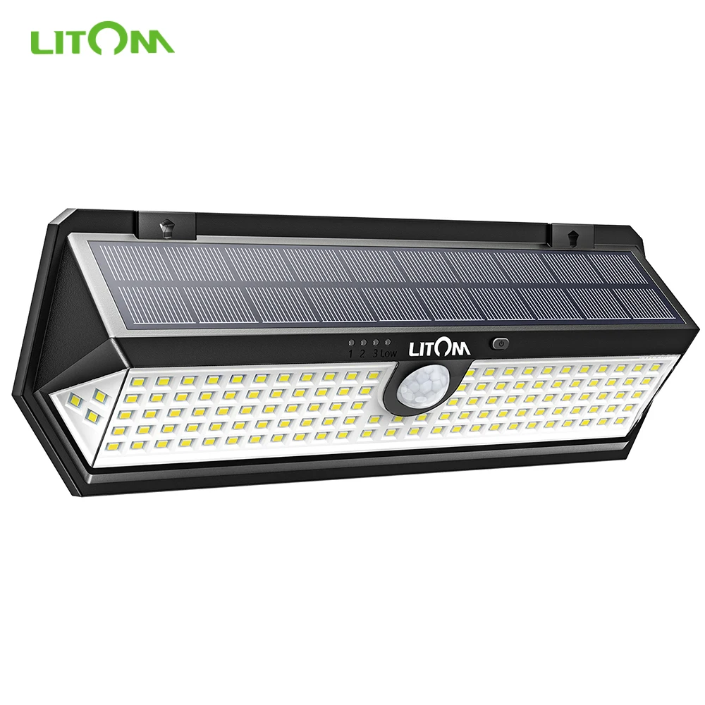 LITOM 122 LEDs Solar Lights New Super Wide Angle 3 Lighting Modes IP65 Waterproof Solar Powered Motion Sensor Patio Wall Lights
LITOM 122 LEDs Solar Lights New Super Wide Angle 3 Lighting Modes IP65 Waterproof Solar Powered Motion Sensor Patio Wall Lights