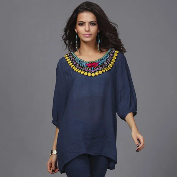 Blouse Embroidery Women 2015 Vintage Ethnic Tops Womens Slub Cotton Tropical Long Blusas Feminine Shirts Plus Size L XL 2XL 3XL
Blouse Embroidery Women 2015 Vintage Ethnic Tops Womens Slub Cotton Tropical Long Blusas Feminine Shirts Plus Size L XL 2XL 3XL
