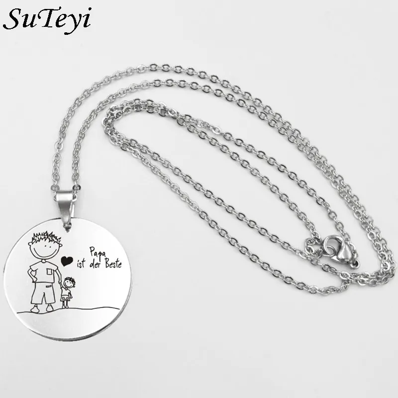 Suteyi 2019 New Arrival Cartoon Drawing Stainless Steel Necklace Cute Love Mom Dad Son Daughter Round Pendant Necklace
Suteyi 2019 New Arrival Cartoon Drawing Stainless Steel Necklace Cute Love Mom Dad Son Daughter Round Pendant Necklace