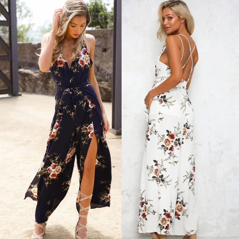 Sexy Halter Slings Jumpsuit Siamese Pants Slit Jumpsuits Backless V-neck Sashes Floral Printed Loose Slit Jumpsuit
Sexy Halter Slings Jumpsuit Siamese Pants Slit Jumpsuits Backless V-neck Sashes Floral Printed Loose Slit Jumpsuit