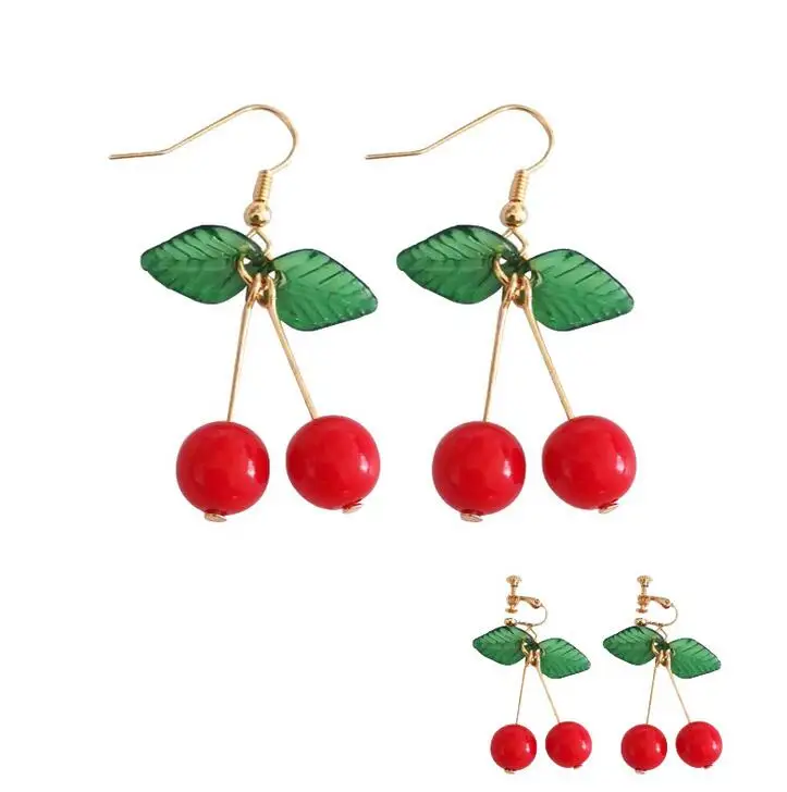 2018 New Fashion Sweet Fruit Dangle Earrings Fresh Lovely Red Cherry Green Leaves Drop Earrings Gift for Youth Girl Women Party
2018 New Fashion Sweet Fruit Dangle Earrings Fresh Lovely Red Cherry Green Leaves Drop Earrings Gift for Youth Girl Women Party