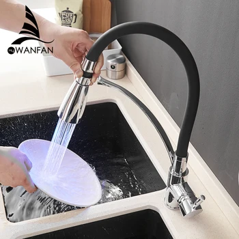 LED Kitchen Faucets with Rubber Design Chrome Mixer Faucet for Kitchen Single Handle Pull Down Mixer Tap Crane for Sinks 7551
LED Kitchen Faucets with Rubber Design Chrome Mixer Faucet for Kitchen Single Handle Pull Down Mixer Tap Crane for Sinks 7551