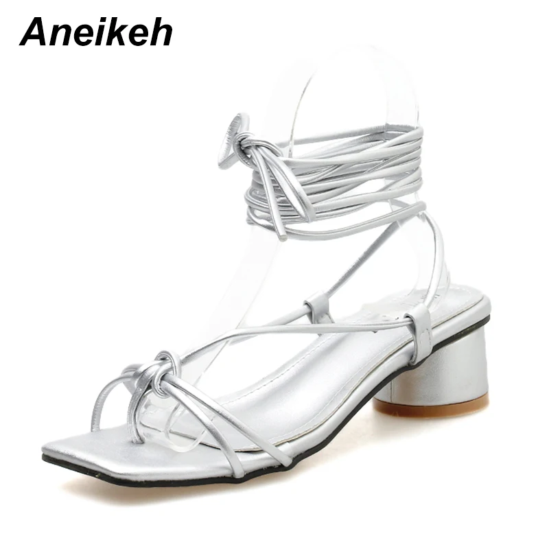 Aneikeh 2019 Mature PVC Basic Sandals Women Transparent Cross-Tied Thin High Heel Square Toe Party PU Lace-Up 35-40 Gold Silver
Aneikeh 2019 Mature PVC Basic Sandals Women Transparent Cross-Tied Thin High Heel Square Toe Party PU Lace-Up 35-40 Gold Silver