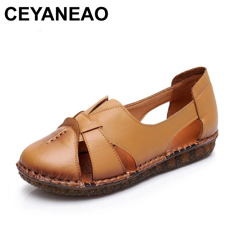 CEYANEAO 2018 Hollow Handmade Women's shoes Sandals Genuine Leather Casual Flat Sandals Fashion Ladies Shoes zapatos mujer
CEYANEAO 2018 Hollow Handmade Women's shoes Sandals Genuine Leather Casual Flat Sandals Fashion Ladies Shoes zapatos mujer