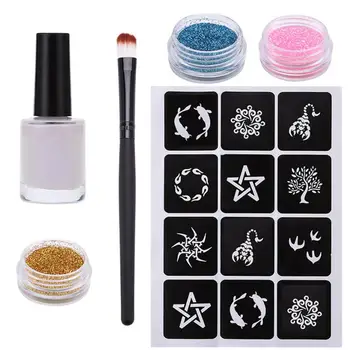 1 Set Glitter Tattoo Kits Powder Temporary Tattoo Body Painting Kit Brushes Glue Stencils 2U929
1 Set Glitter Tattoo Kits Powder Temporary Tattoo Body Painting Kit Brushes Glue Stencils 2U929
