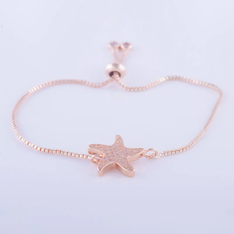 Fashion Sparkling Three Color Micro Pave CZ Bracelet Starfish Charm Zircon Rose Gold Star Bracelet Jewelry Armband Pulsera
Fashion Sparkling Three Color Micro Pave CZ Bracelet Starfish Charm Zircon Rose Gold Star Bracelet Jewelry Armband Pulsera