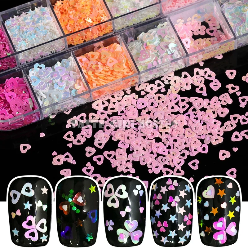 12 Grids/Set 6 AB Colors Glitter Empty Heart & Stars Sequins Acrylic Nail Art Holographic Paillette Slice Decoration DIY CT21#
12 Grids/Set 6 AB Colors Glitter Empty Heart & Stars Sequins Acrylic Nail Art Holographic Paillette Slice Decoration DIY CT21#