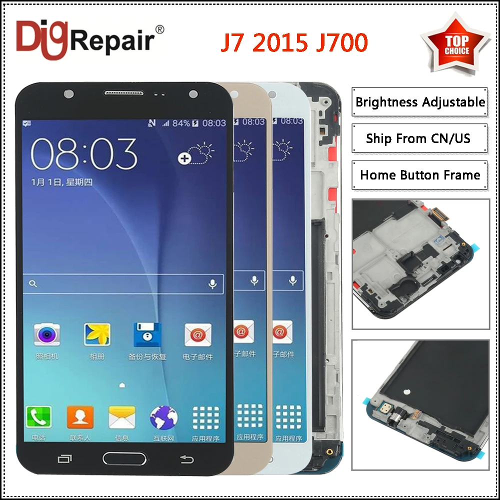 5.5" j700 lcd For Samsung Galaxy J7 2015 Screen J700 J700F J700M J700H J700DS LCD Display Touch Screen Digitizer Assembly Frame
5.5" j700 lcd For Samsung Galaxy J7 2015 Screen J700 J700F J700M J700H J700DS LCD Display Touch Screen Digitizer Assembly Frame