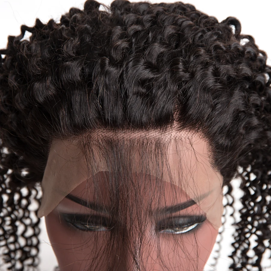 Бразильские афро кудрявые 360 Кружева Фронтальная Закрытие с детскими волосами