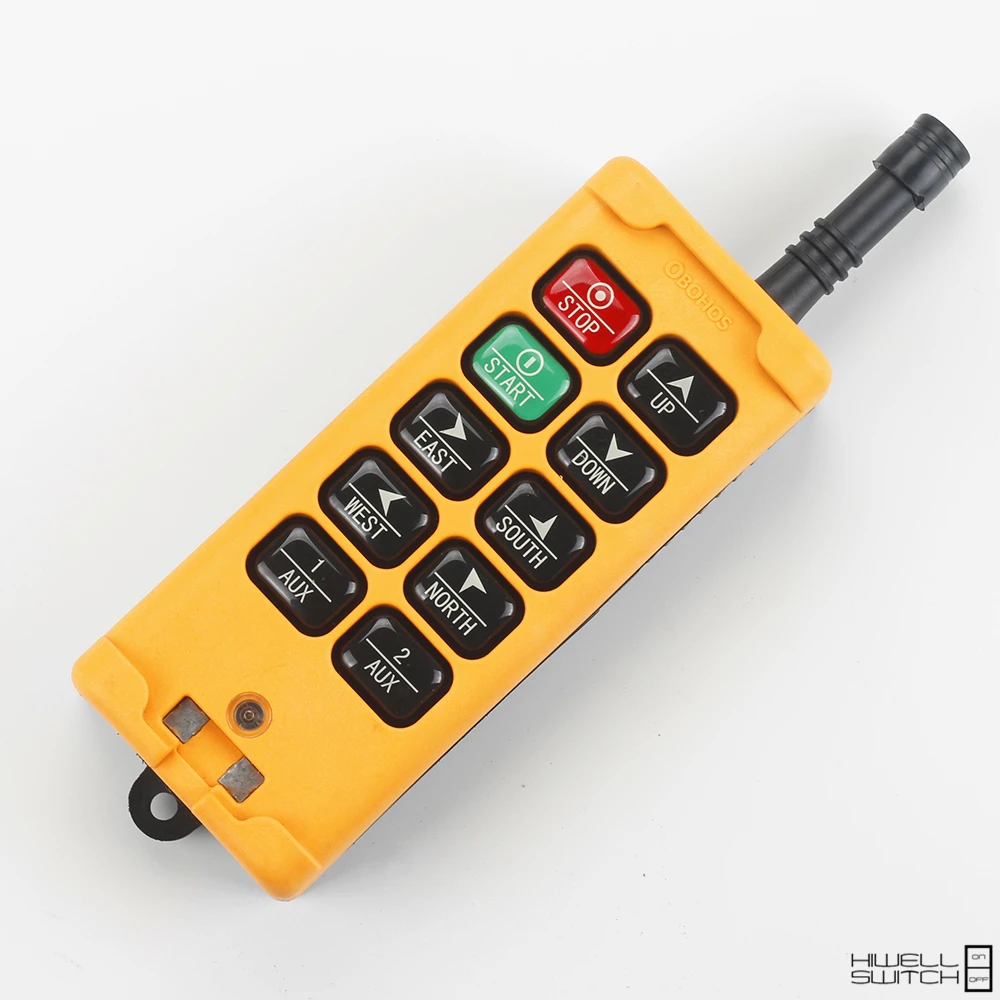 Industrial remote control,10 button, yellow 12V, 24V, 48V, 110V, 220V