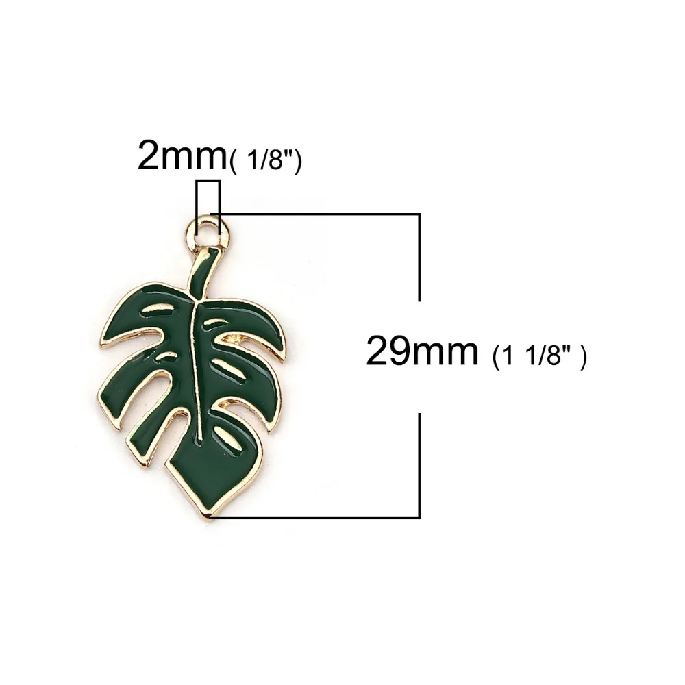 

DoreenBeads Zinc Based Alloy Charms Leaf KC Gold Green Enamel Pendant DIY Pendant Findings 29mm(1 1/8") x 17mm( 5/8"), 5 PCs