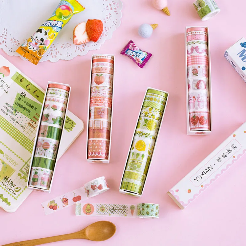 10Pcs/lot Kawaii Strawberry Decor Adhesive Tape Creative Fruit Washi Tape Cute Masking Tapes For Kids Scrapbooking Photos Albums
10Pcs/lot Kawaii Strawberry Decor Adhesive Tape Creative Fruit Washi Tape Cute Masking Tapes For Kids Scrapbooking Photos Albums