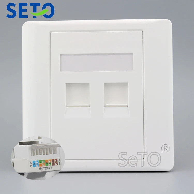

SeTo 86 Type Panel Double RJ45 Cat5e Network Ethernet LAN Outlet Wall Plate Socket Keystone Faceplate