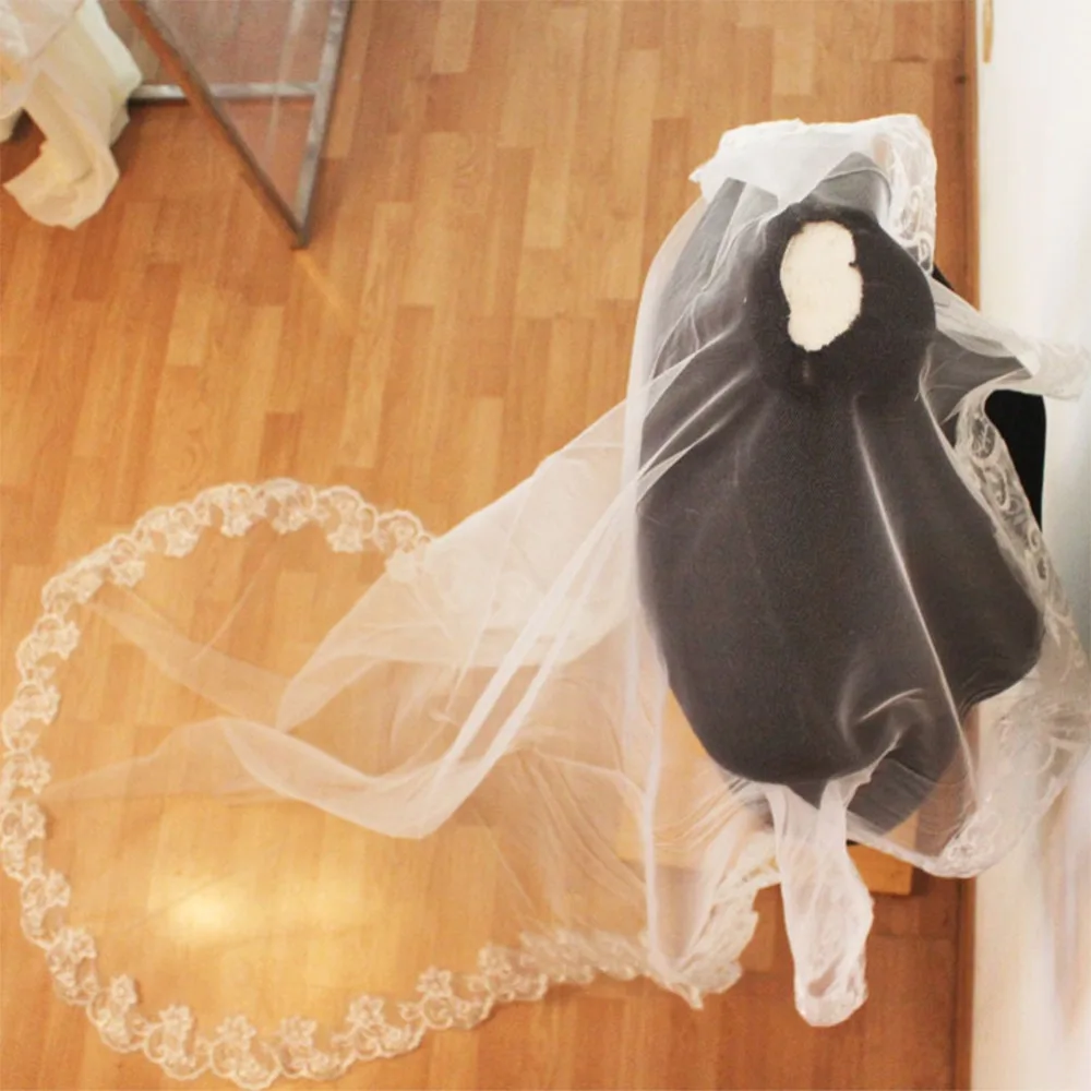 Voile Mariage 3M One Layer Lace Edge White Ivory Cathedral Wedding Veil Long Bridal Veil Cheap Wedding Accessories Veu De Noiva
Voile Mariage 3M One Layer Lace Edge White Ivory Cathedral Wedding Veil Long Bridal Veil Cheap Wedding Accessories Veu De Noiva