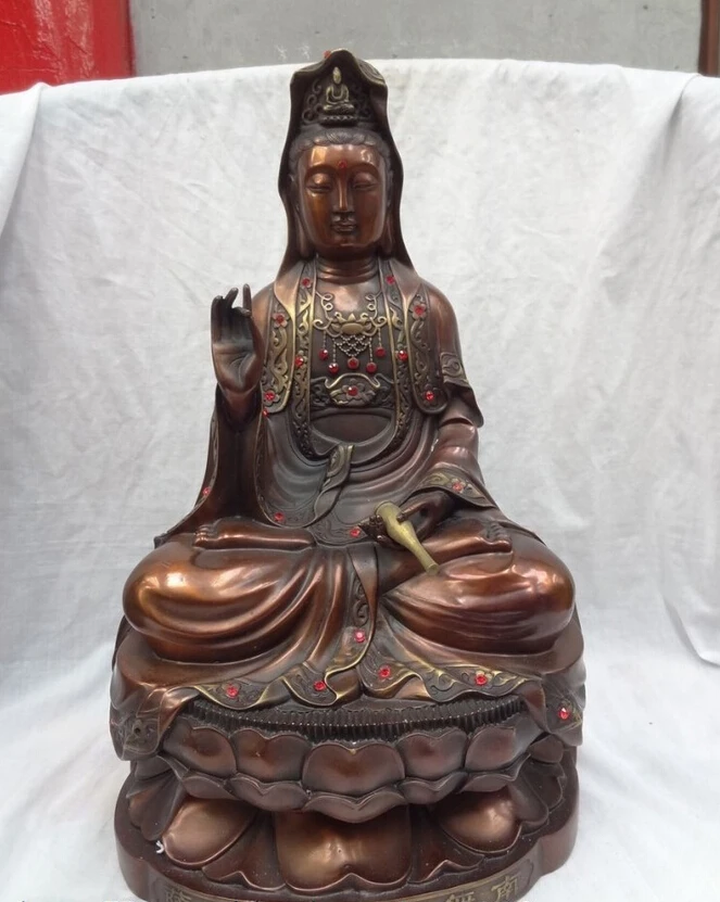 fast shipping USPS to USA S1638 18" China Pure Bronze Lotus Kwan-Yin Buddha Joss QuanYin Bodhisattva Pot Statue
fast shipping USPS to USA S1638 18" China Pure Bronze Lotus Kwan-Yin Buddha Joss QuanYin Bodhisattva Pot Statue